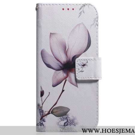 Leren Hoesje Voor Oppo Reno 11 5g Roze Bloem