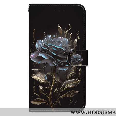 Folio-hoesje Oppo Reno 11 5g Telefoonhoesje Zwarte Roos Met Band