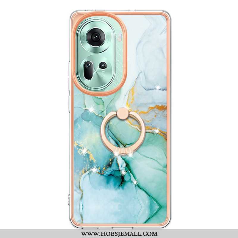 Hoesje Oppo Reno 11 5g Marmeren Design Steunring Bescherming Hoesje