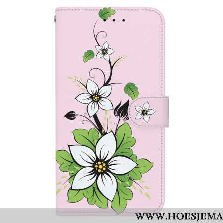 Leren Hoesje Oppo Reno 11 5g Lelieprint Met Riempje