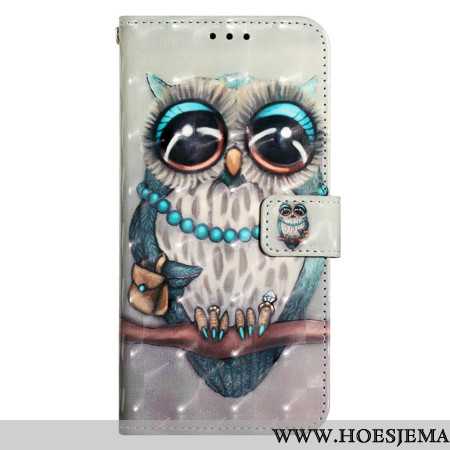 Leren Hoesje Oppo Reno 11 5g Grijze Uil Bescherming Hoesje