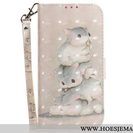 Flip Case Leren Oppo Reno 11 5g Hamsters Met Riem