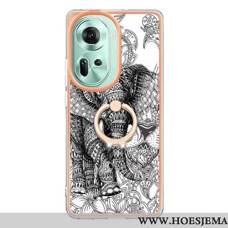 Hoesje Oppo Reno 11 5g Ringsteun. Olifant Totem Bescherming Hoesje