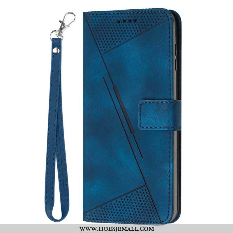 Leren Hoesje Oppo Reno 11 Pro 5g Driehoekenpatroon Met Schouderband Bescherming Hoesje