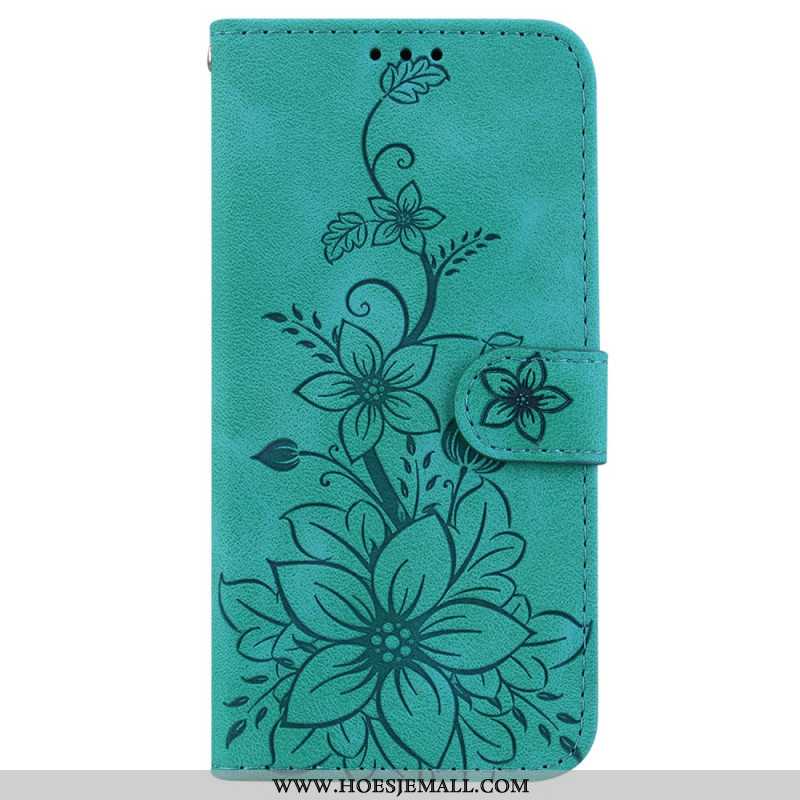 Leren Hoesje Voor Oppo Reno 11f 5g Leliebloemen Met Riempje