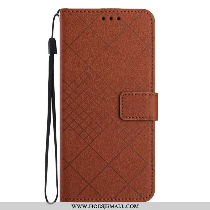 Leren Hoesje Oppo Reno 11f 5g Diamantbandpatroon Bescherming Hoesje