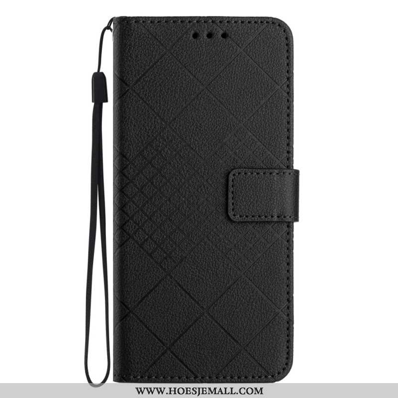 Leren Hoesje Oppo Reno 11f 5g Diamantbandpatroon Bescherming Hoesje