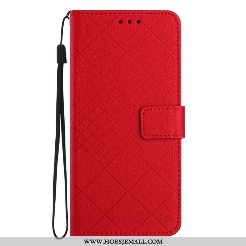 Leren Hoesje Oppo Reno 11f 5g Diamantbandpatroon Bescherming Hoesje