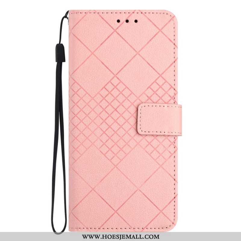 Leren Hoesje Oppo Reno 11f 5g Diamantbandpatroon Bescherming Hoesje