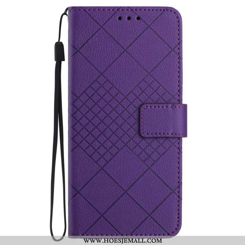 Leren Hoesje Oppo Reno 11f 5g Diamantbandpatroon Bescherming Hoesje