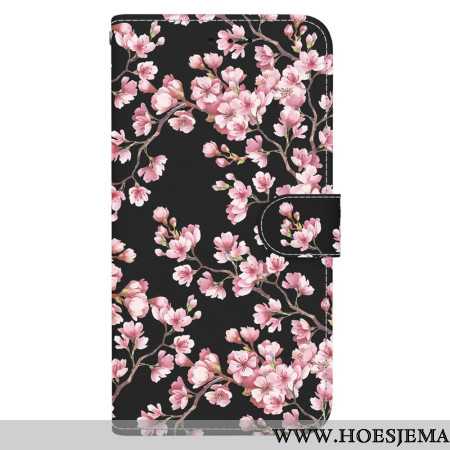 Leren Hoesje Oppo Reno 11f 5g Pruimenbloesems Met Riempje Bescherming Hoesje