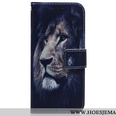 Leren Hoesje Oppo Reno 12 5g Dromende Leeuw Bescherming Hoesje