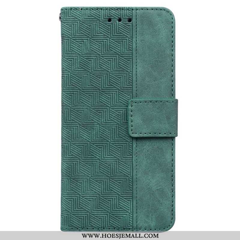 Leren Hoesje Oppo Reno 12 5g Geweven Patroon Met Bandjes Bescherming Hoesje