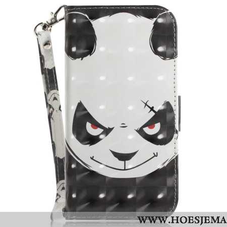 Leren Hoesje Voor Oppo Reno 12 5g Boze Panda Met Riem