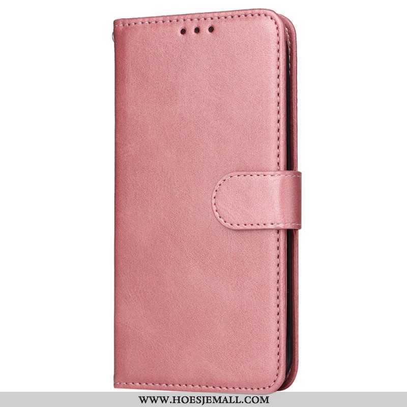 Leren Hoesje Oppo Reno 12 5g Effen Kunstleer Met Riem Bescherming Hoesje