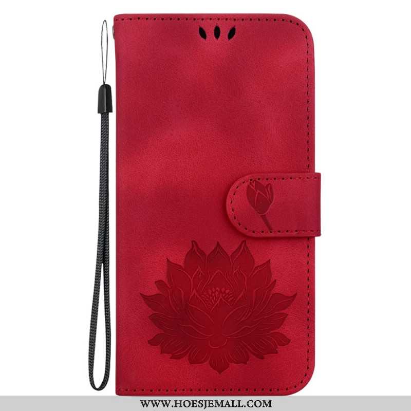 Leren Hoesje Oppo Reno 12 5g Lotusbloem Bescherming Hoesje