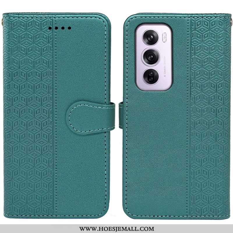 Flip Case Leren Oppo Reno 12 Pro 5g Verticale Fries Met Band