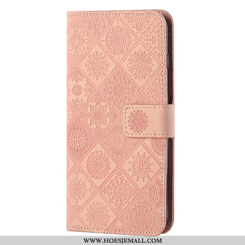 Leren Hoesje Samsung Galaxy A15 5g Patchwork Mandala's Met Riempje Bescherming Hoesje