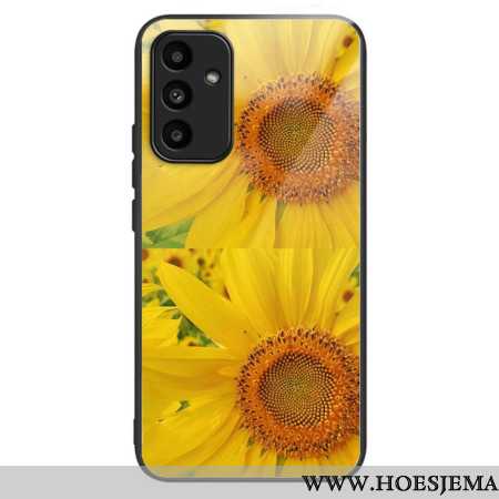 Cover Hoesje Samsung Galaxy A15 5g Telefoonhoesje Zonnebloemen Van Gehard Glas