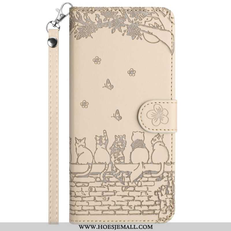 Folio-hoesje Samsung Galaxy A15 5g Telefoonhoesje Band Van Stringkatten