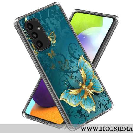 Hoesje Samsung Galaxy A15 5g Groene En Gouden Vlinder Bescherming Hoesje