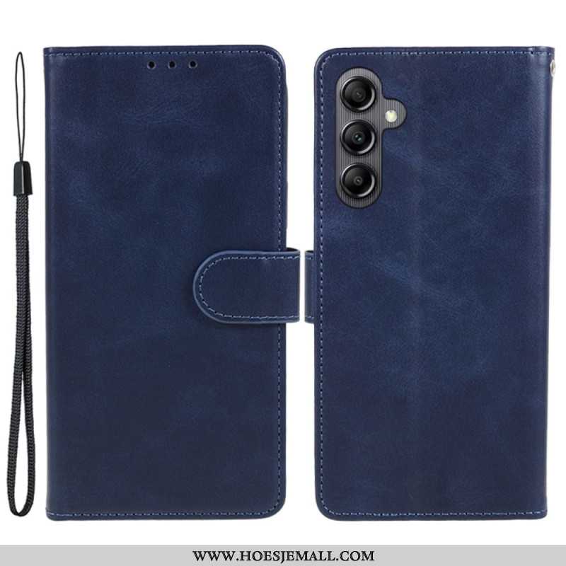 Leren Hoesje Samsung Galaxy A15 5g Effen Leerstijl Met Riem Bescherming Hoesje