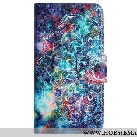 Leren Hoesje Voor Samsung Galaxy A15 5g Sterrenhemel En Mandala Met Riempje