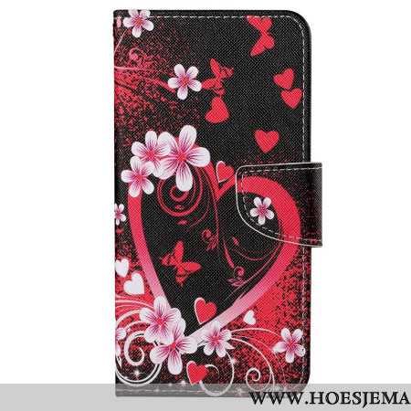 Leren Hoesje Samsung Galaxy A15 5g Rood Hart Met Riem Bescherming Hoesje