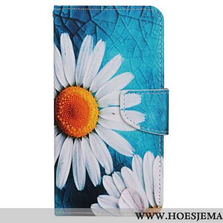 Leren Hoesje Voor Samsung Galaxy A15 5g Grote Bandchrysant