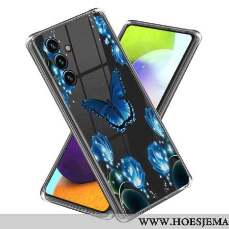 Hoesje Samsung Galaxy A15 5g Blauwe Vlinders En Bloemen