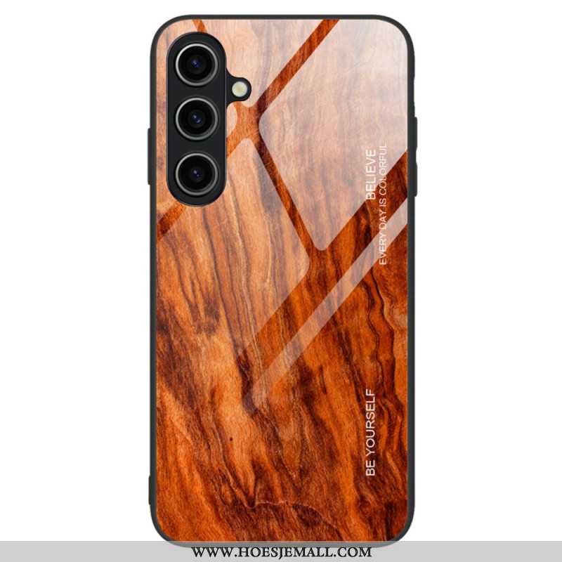 Hoesje Samsung Galaxy A15 5g Houtdesign Van Gehard Glas