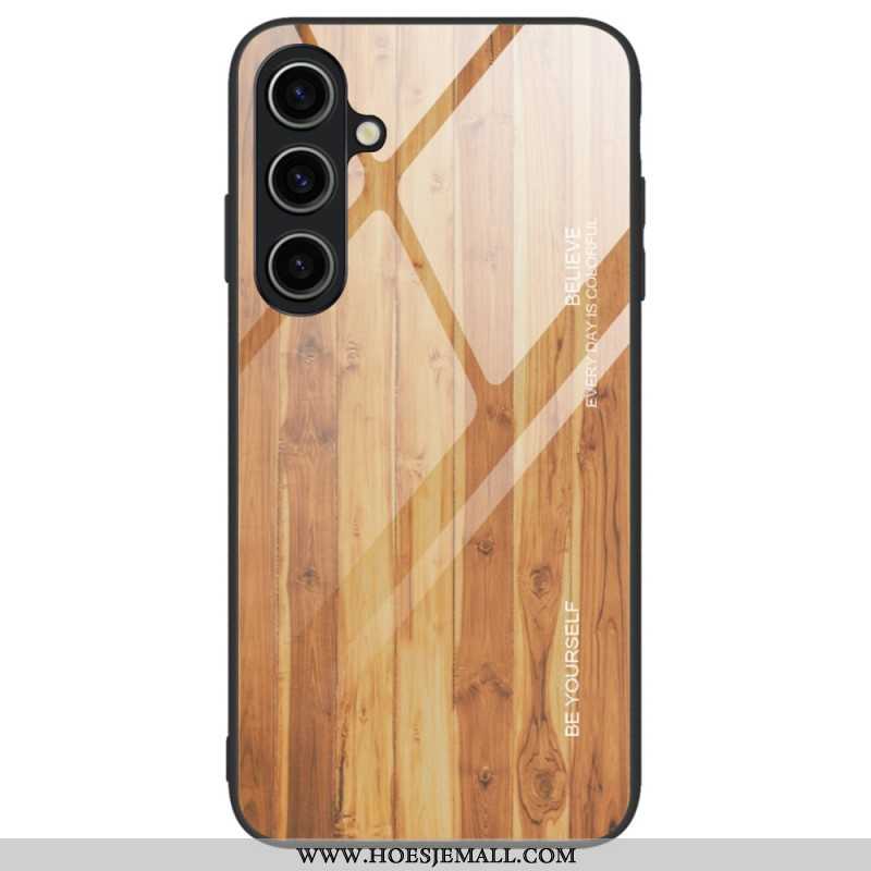 Hoesje Samsung Galaxy A15 5g Houtdesign Van Gehard Glas