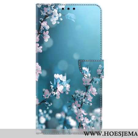 Leren Hoesje Samsung Galaxy A15 Witte Bloemen