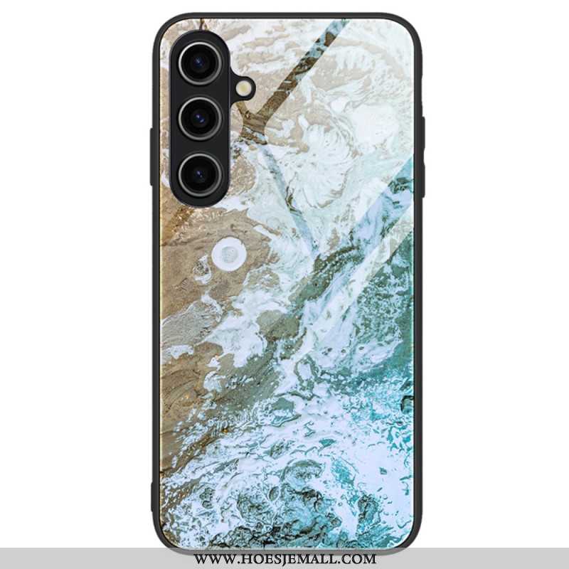 Hoesje Voor Samsung Galaxy A15 Gehard Glas In Marmerstijl