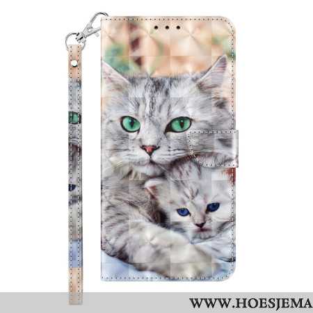 Leren Hoesje Samsung Galaxy A15 Twee Stringkatten Bescherming Hoesje