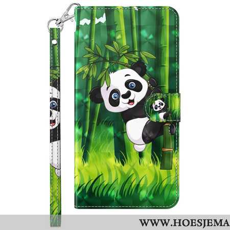 Folio-hoesje Samsung Galaxy A15 Telefoonhoesje Bamboe Panda Met Riem