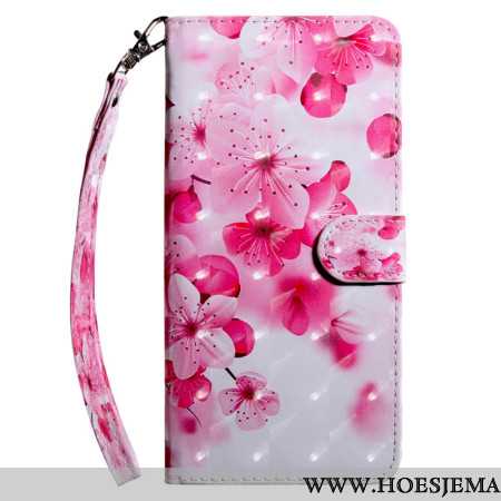 Bescherming Hoesje Samsung Galaxy A15 Rode Bloemen Met Riem