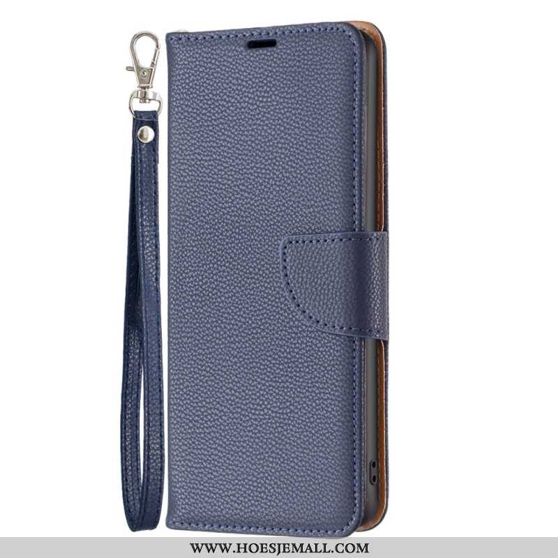 Leren Hoesje Voor Samsung Galaxy A15 Litchi Lederen Stijl Met Riem