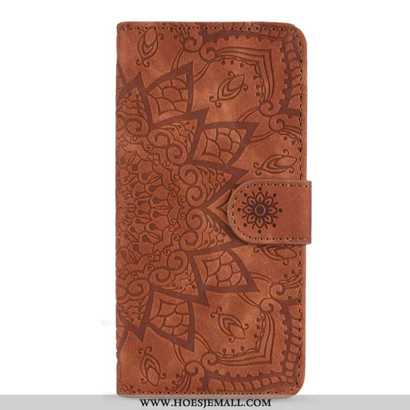 Flip Case Leren Samsung Galaxy A15 Bedrukte Mandala Met Bandje