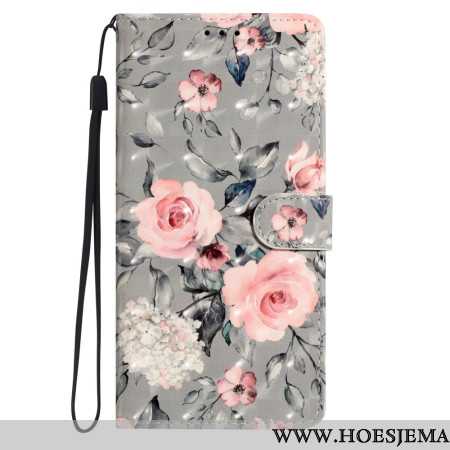 Leren Hoesje Voor Samsung Galaxy A16 5g Patroon Met Roze Bloemen