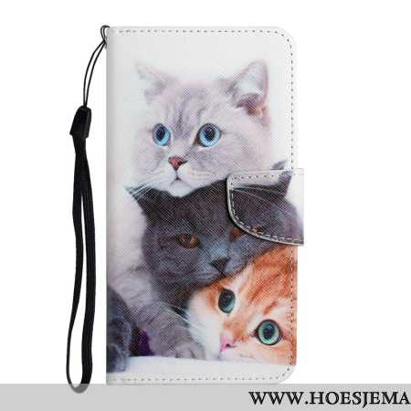 Flip Case Leren Samsung Galaxy A16 5g Patroon Met Drie Katten