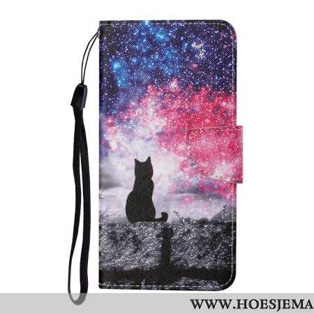 Leren Hoesje Voor Samsung Galaxy A16 5g Galactisch Kattenpatroon