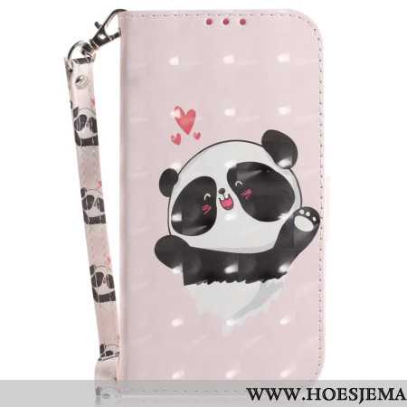 Flip Case Leren Samsung Galaxy A16 5g Panda Love Met Riempje