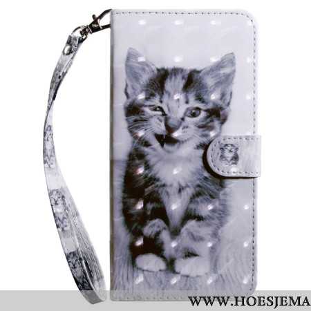 Leren Hoesje Voor Samsung Galaxy A16 5g Kattenpatroon Met Riem