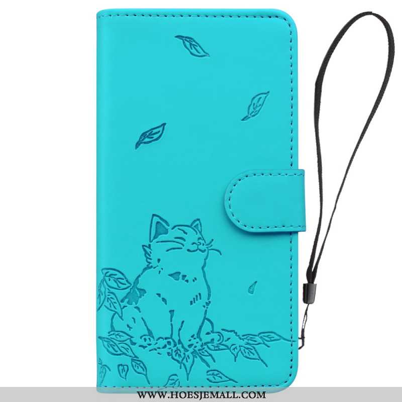 Folio-hoesje Samsung Galaxy A16 5g Telefoonhoesje Kattenopdruk Met Riem