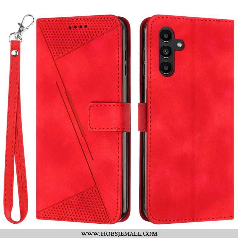 Flip Case Leren Samsung Galaxy A16 5g Driehoekig Bandpatroon