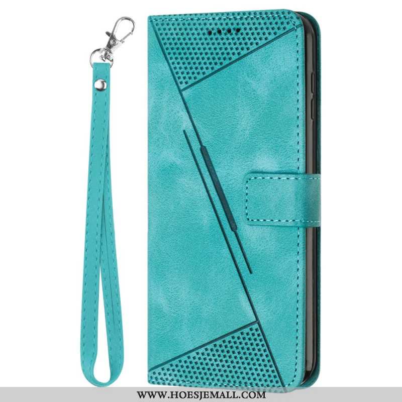 Flip Case Leren Samsung Galaxy A16 5g Driehoekig Bandpatroon