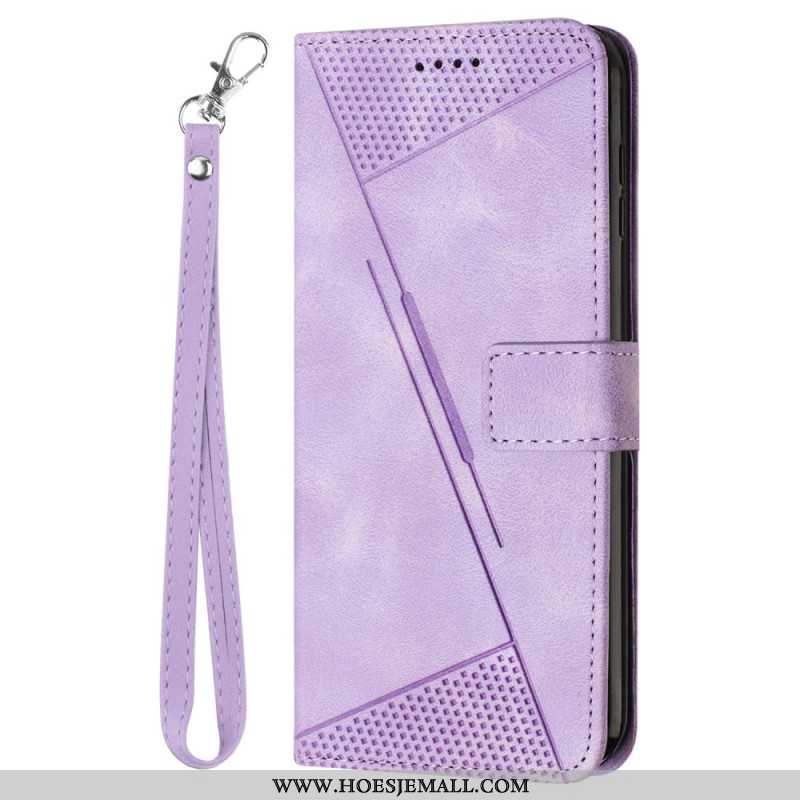 Flip Case Leren Samsung Galaxy A16 5g Driehoekig Bandpatroon