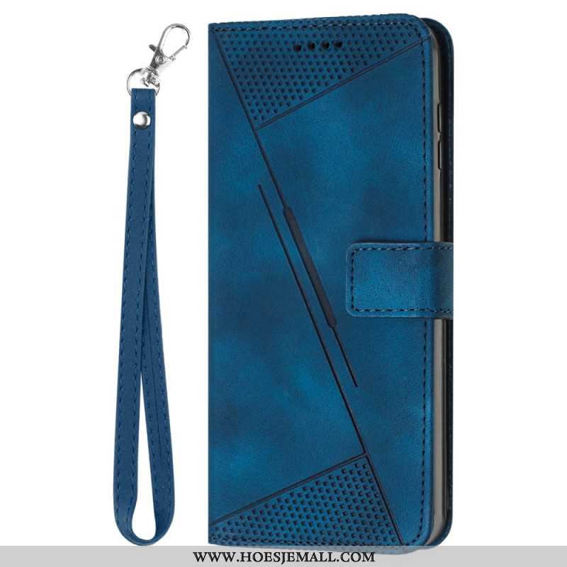 Flip Case Leren Samsung Galaxy A16 5g Driehoekig Bandpatroon