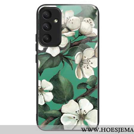 Hoesje Samsung Galaxy A55 5g Gehard Glas Witte Bloemen